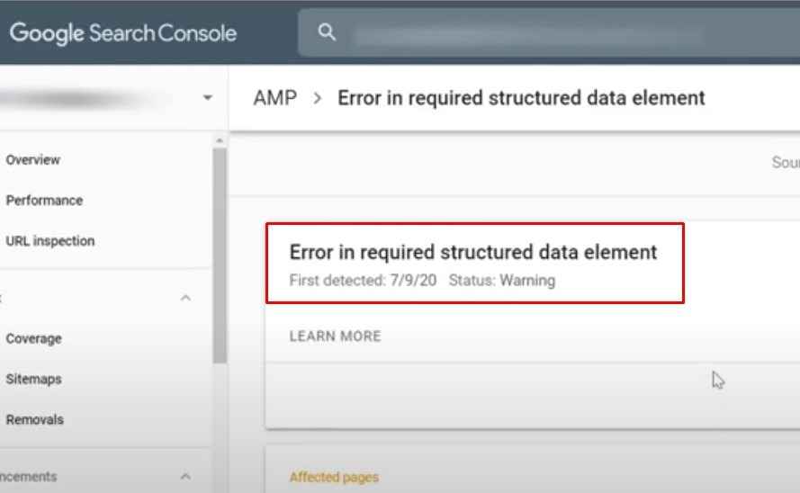 error in required data structured element